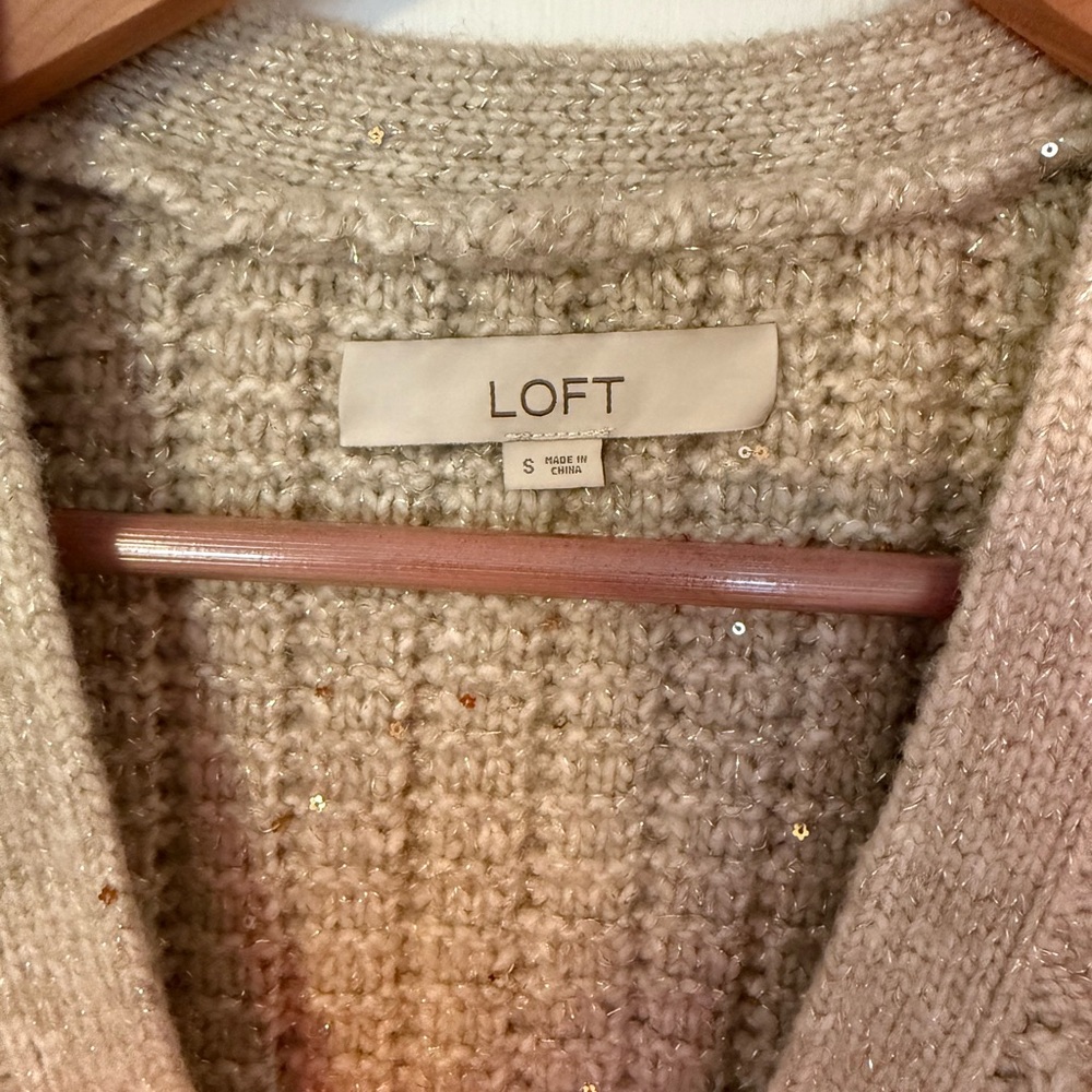 LOFT Women's Beige Cardigan Sweater - Picture 2 of 5